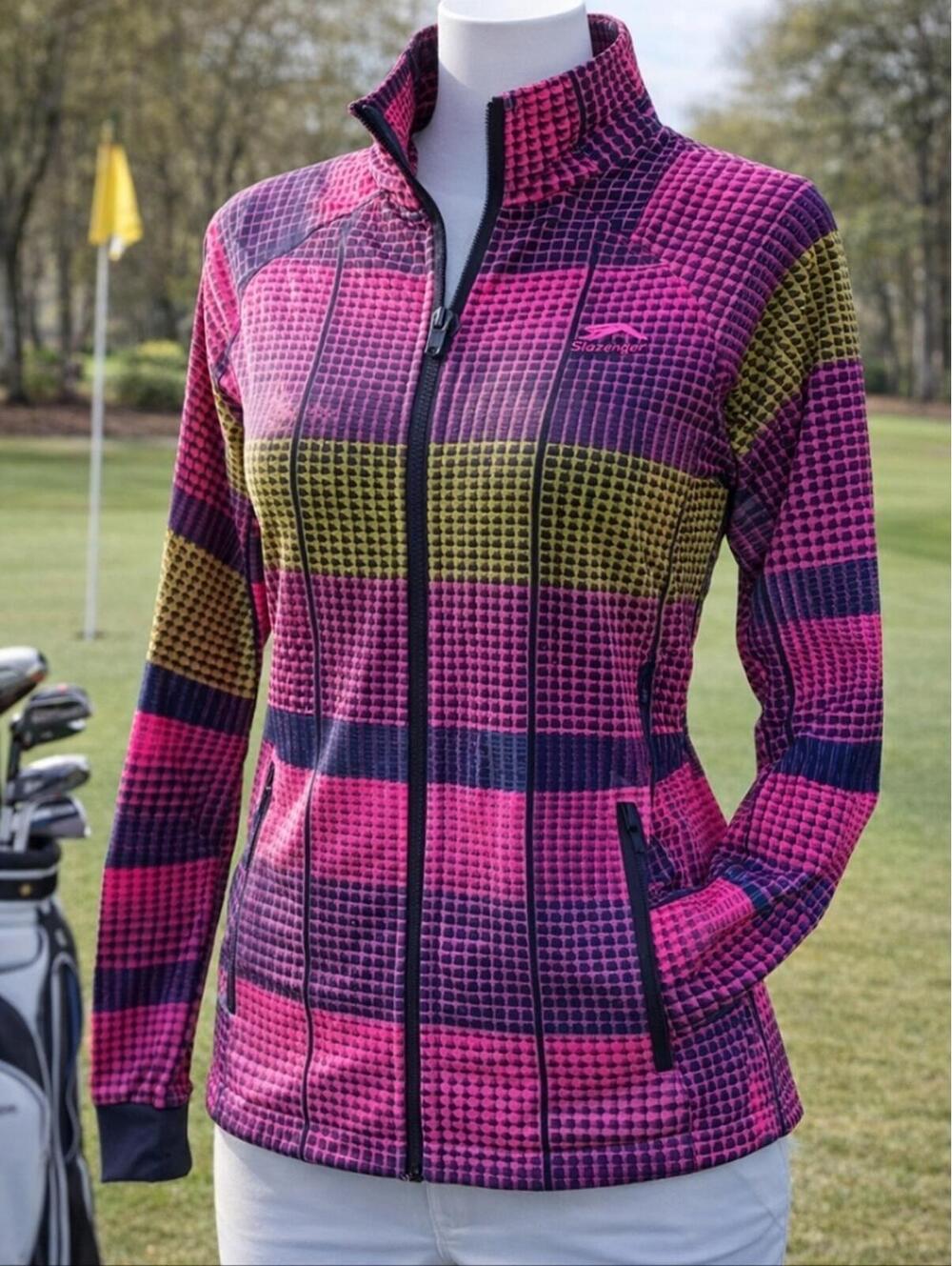 XS Slazenger Golf Jacket Full Zip Lightweight Colorful Athleisure